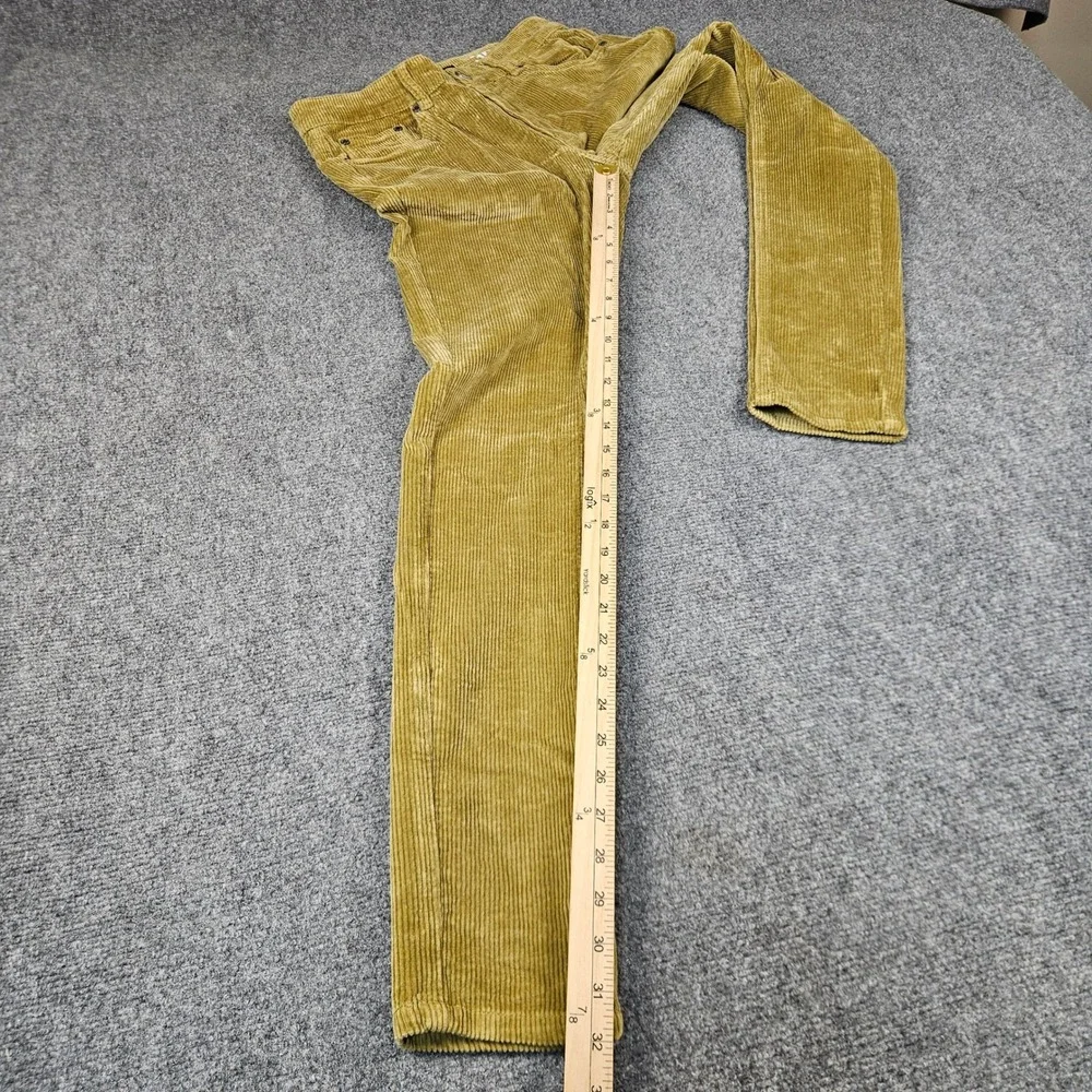 SERENEDE Mens Fitted Corduroy Pants 30 Mustard Yellow Gold Slim Stretch RN166138